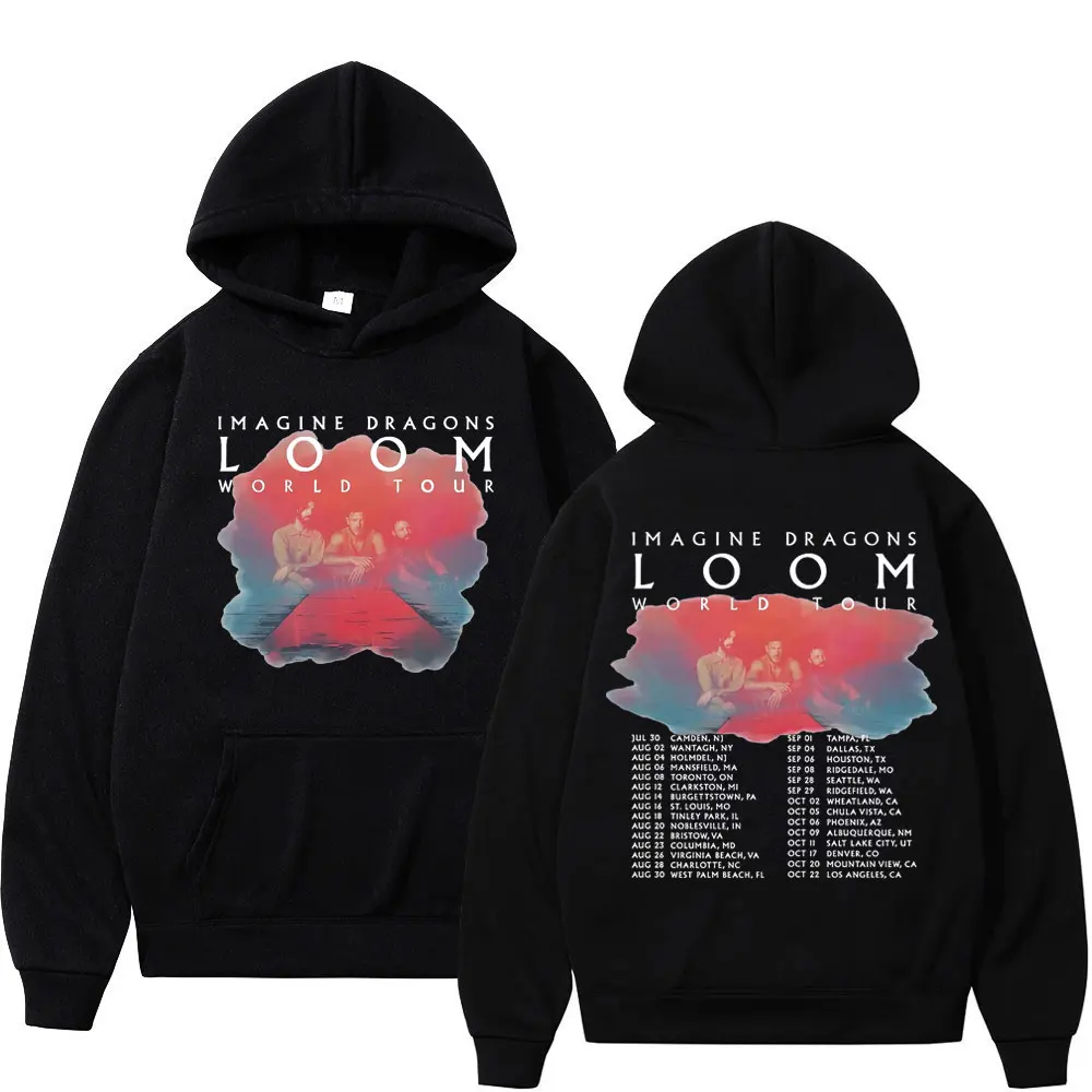 

Rock Band Imagine Dragons Loom Tour 2024 Graphic Hoodie Fashion Hip Hop Vintage Pullovers Unisex Casual Loose Fleece Sweatshirts