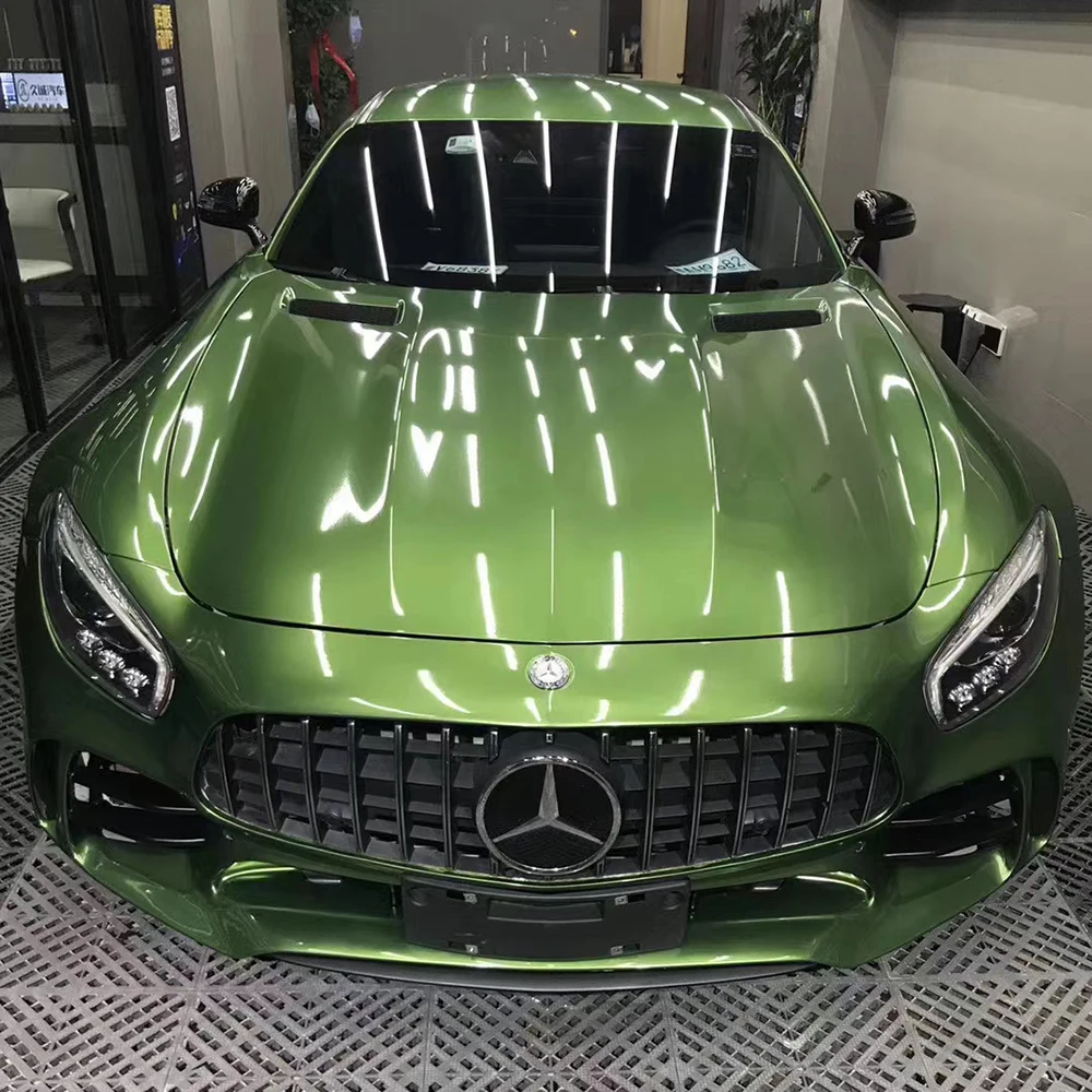 Wrapmaster PET liner Super glossy metallic Mamba Green Car vinyl vehicle wraps protection film