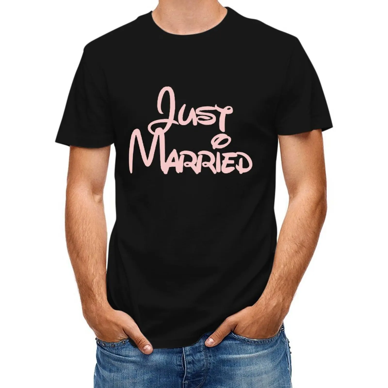 Розовая футболка «Просто женатый тысячелетия», аниме-фигурки, возвышенные мужские футболки для больших и высоких людей