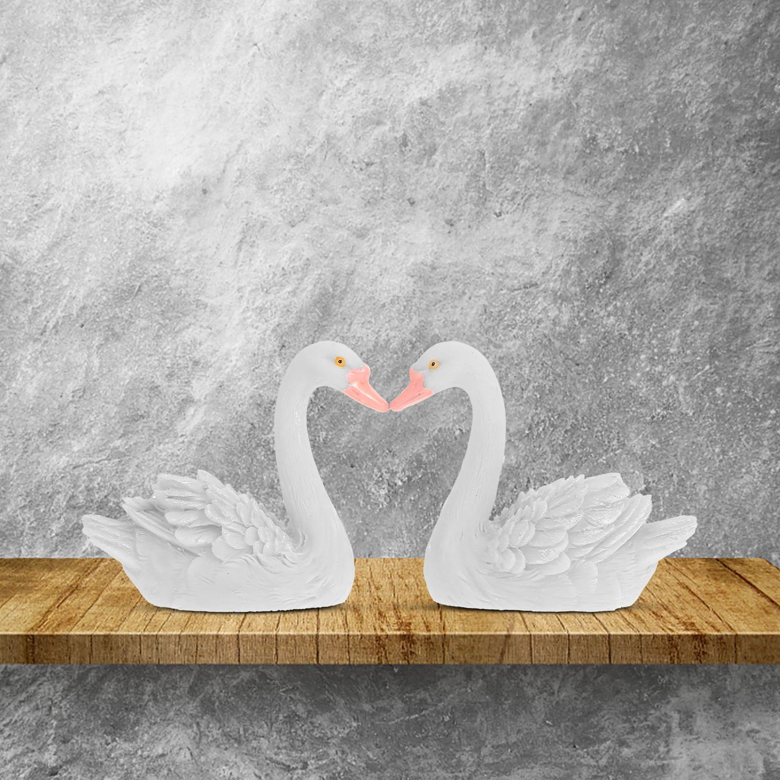 

2pcs Swan Figurines Resin High Simulation Durable For Garden Home Decor Outdoor Decoration White Miniature Animal Models Party