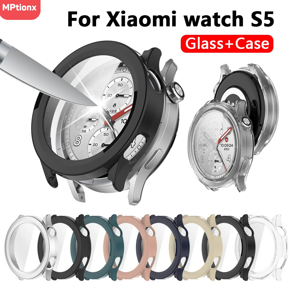 Image of PC-Gehäuse + Glas für Xiaomi Watch S5 Smart Screen Protector Anti-Kratz-Folie Stoßfester Schutzüberzug für MI Watch S5 Zubehör
