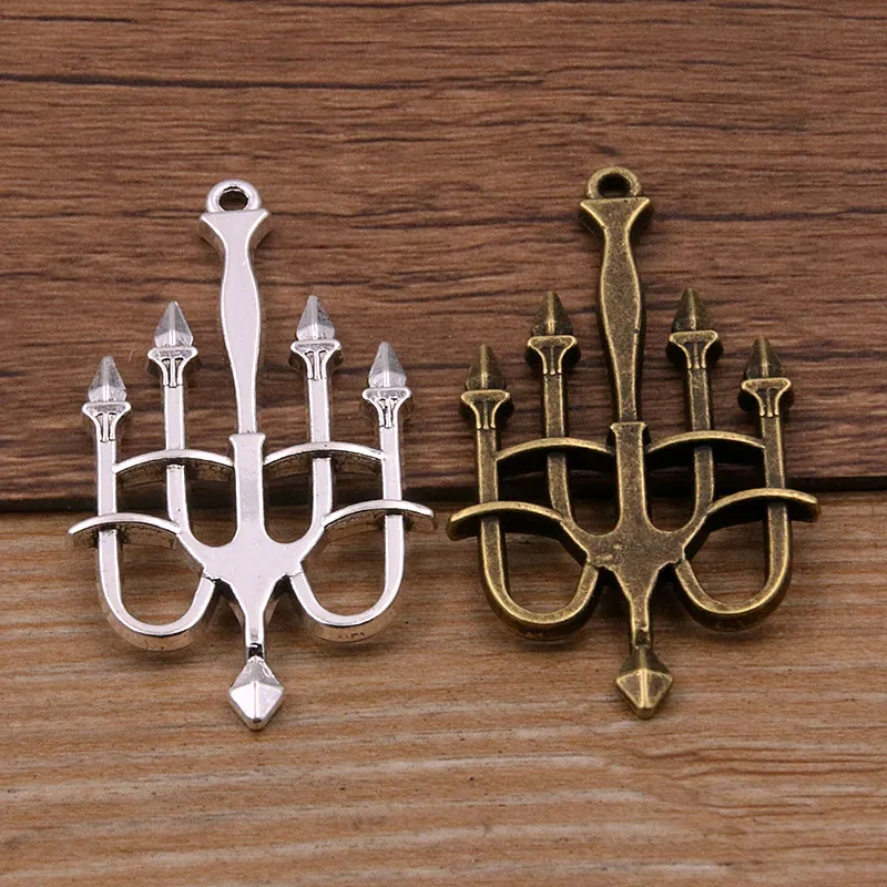 4PCS 27*50mm Metal Alloy 2 Color Birthday Candlestick Charms Daily Necessities Pendant For Jewelry Making DIY Handmade Craft