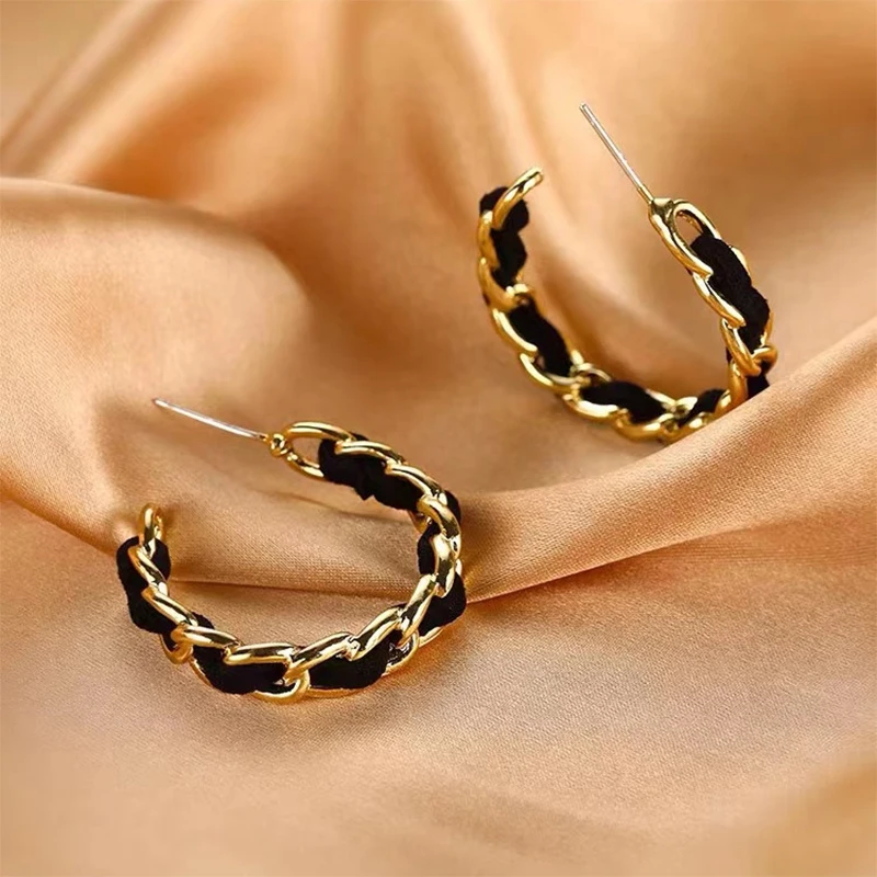 Foxanry 1 Pair Bicolor Lines Crossed Geometric Earrings For Women Exaggerated Simple Trendy Ear Needle Jewelry Gifts Wholesale