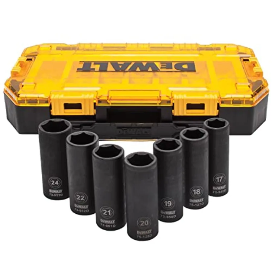 

Набор ударных глубоких торцевых головок DWMT74737 Tough Box, 7 шт., 1/2 дюйма