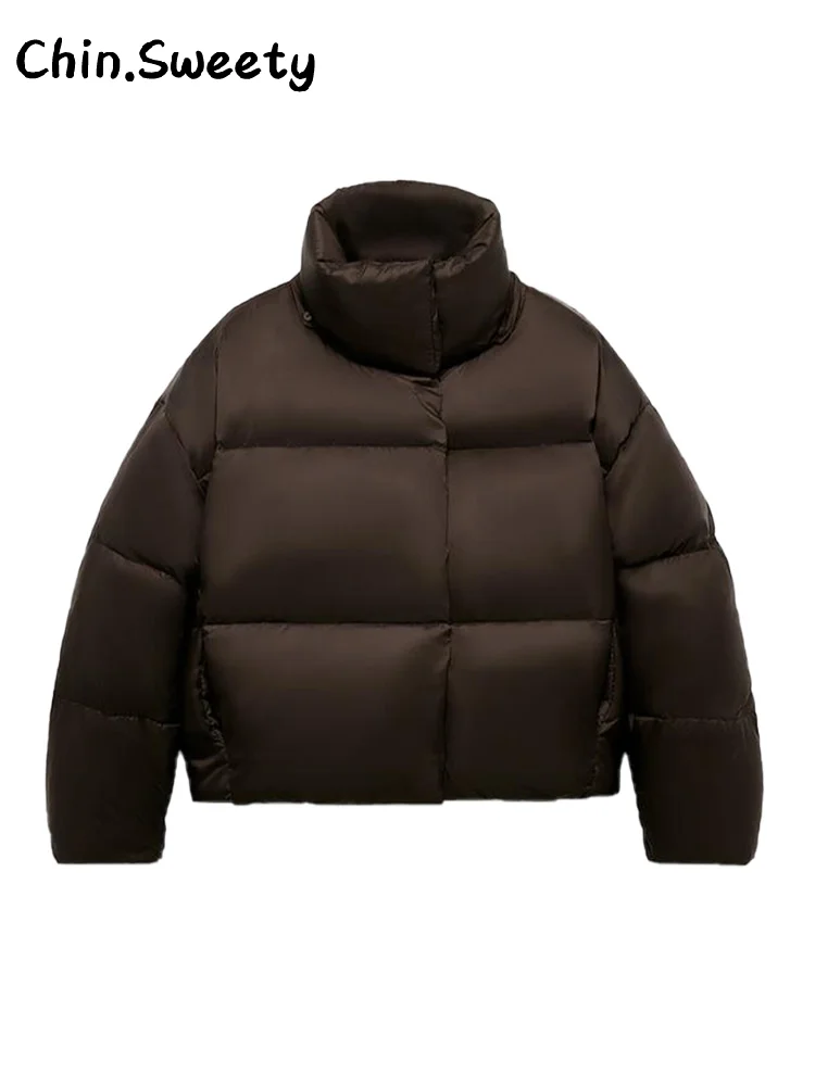 المرأة الدافئة انفصال وشاح طوق مقنعين معطف القطن الصلبة كم كامل أزرار جيب رشاقته سترة 2025 الشتاء سيدة أبلى