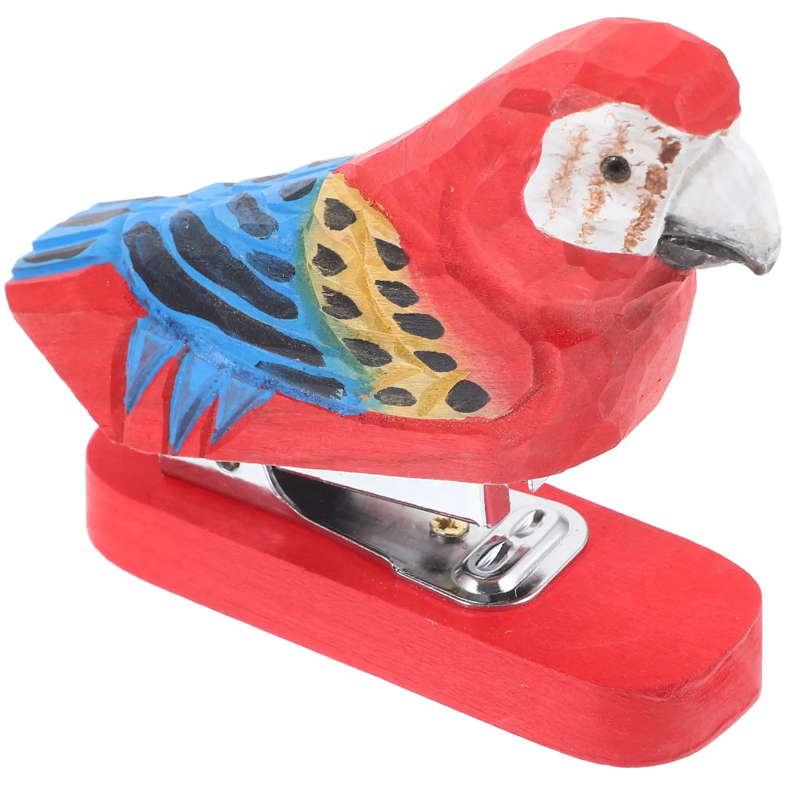 Wooden Animal Mini Red Stapler Small Parrot H made Office H made Wood Stapler Supplies Reusable Stationery Craft Tool