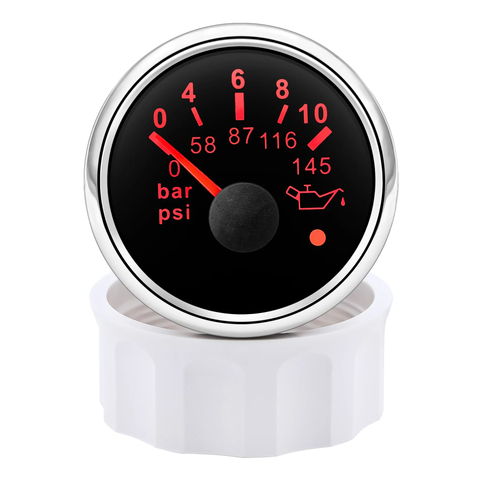 Red Backlight Oil Pressure Gauge Sensors Modification 0-10bar 0-145psi 52mm Oil Pressure Meters For Car Truck Boat M10x1 NPT1/8