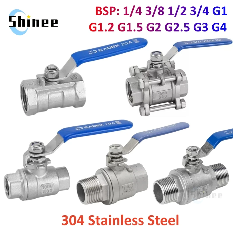 BSPT 1/4" 3/8" 1/2" 3/4" 1" 1-1/4" Żeński zawór kulowy ze stali nierdzewnej SS304 2P/1P Pełnoportowy zawór kulowy z uchwytem winylowym Zawory gwintowe