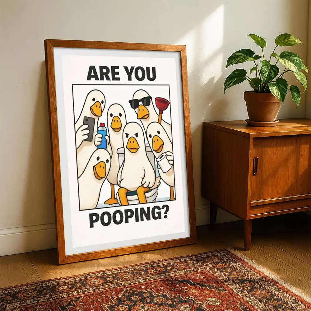 1pc frameless Are You Pooping Cat Print – Funny Bathroom Wall Art, Humorous Cat Poster for Bathroom Decor, Cute Cat Bathroom Pri