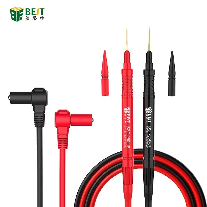 

2000V20A 050JP Test leads with thin replaceable probe tip and insulated silicone leads for digital multimeter accept banala plug
