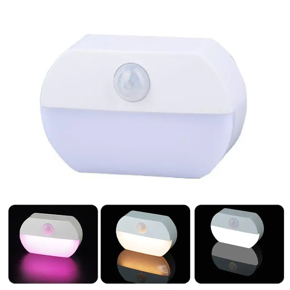 PIR Motion Sensor Night Light AA Battery Powered Lamp Cabinet Storages Kitchen Lights Wall Stair Closet Aisle Bedroom Night Lamp