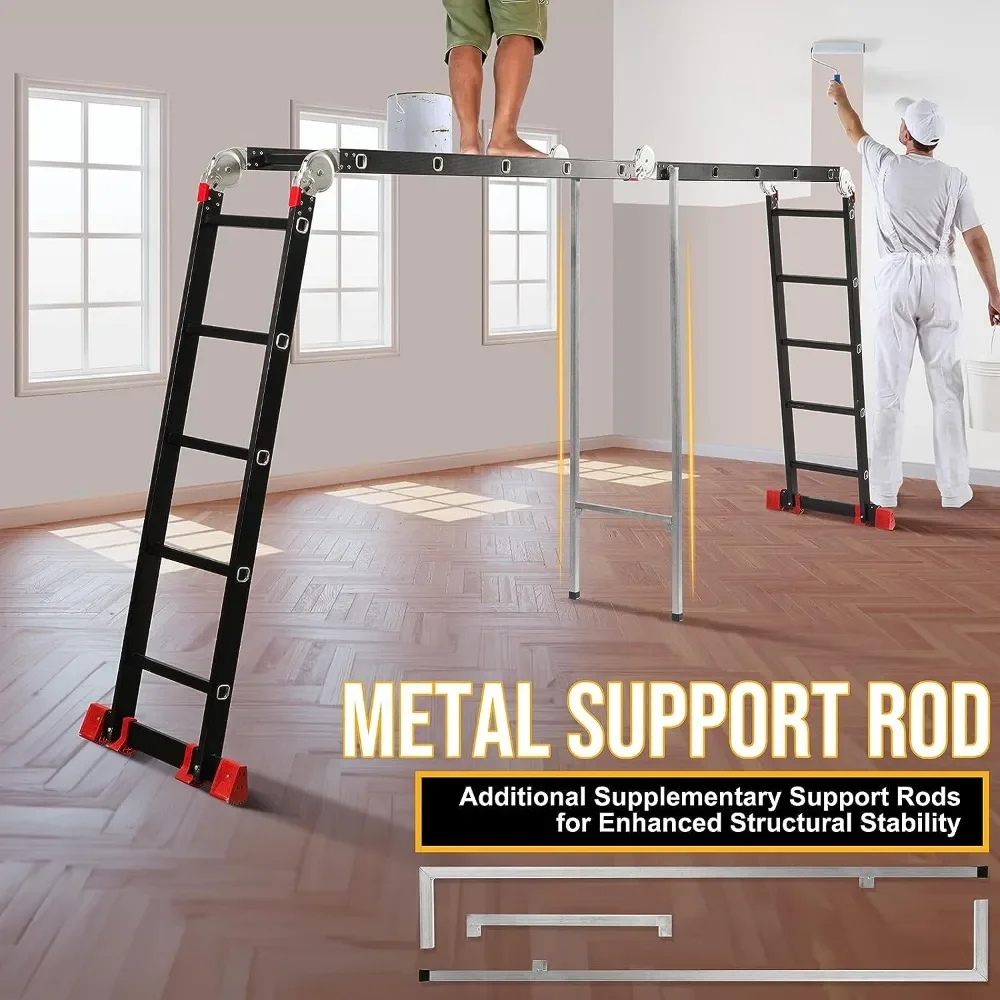 19.8FT Heavy Duty Ladder With Non-Slip Wide Pedal and Safety Locking Multi-Purpose Extension Aluminium Step Stools Climbing Home