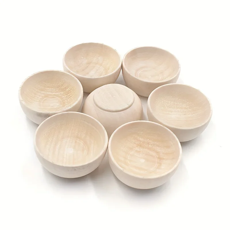 

2pcs Natural Wood Color Small Wooden Bowl Decoration for Painting Accessories