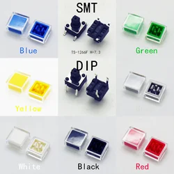 10PCS 6X6X7.3mm 4PIN DIP SMT Momentary Tact Button H=9.8mm With 2Caps Mini Push Button