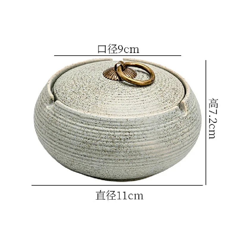 Coarse Ceramic Ashtray with Lid Anti Fly Ash Storage Box Creative Funnel Cigar Ashtray Living Room Decorative Ceramic Ashtray