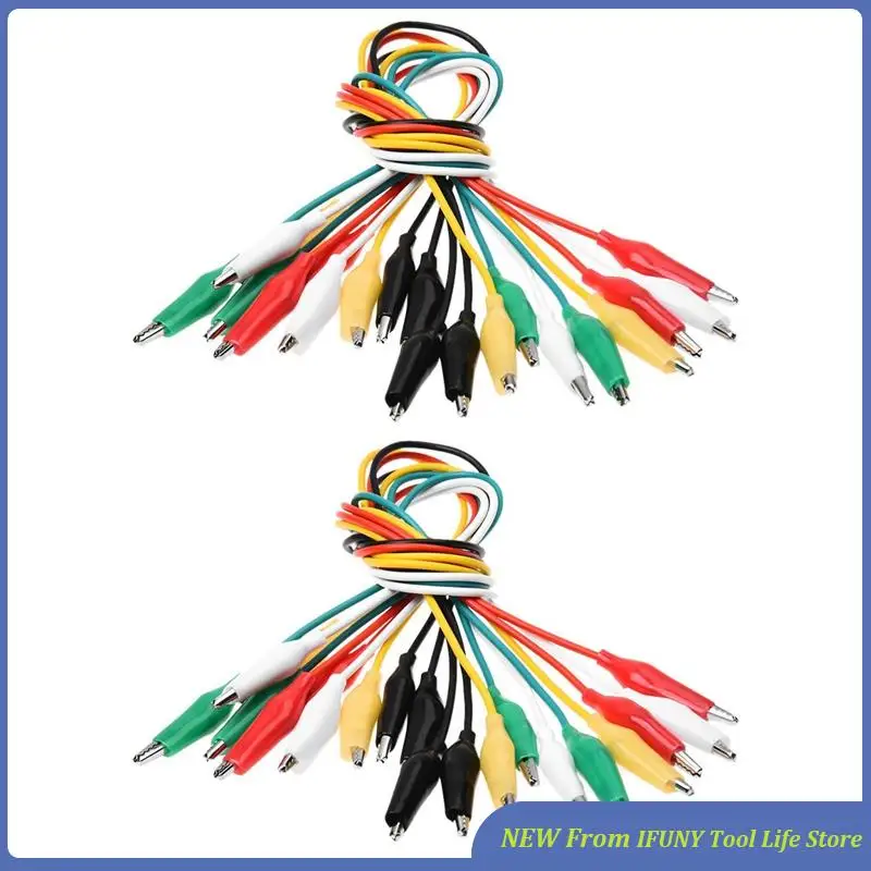 

20Pcs 5-Colors Double Ended Alligator Clips Test Lead Jumper Wire 50Cm New