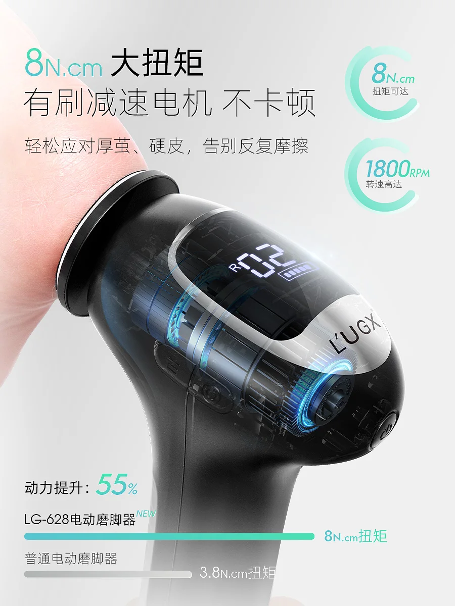 LUGX Professional Electric Foot Grinder 60W High-Power Plastic File for Home Use Dead Skin Repair Heel Callus Removal Wholesale