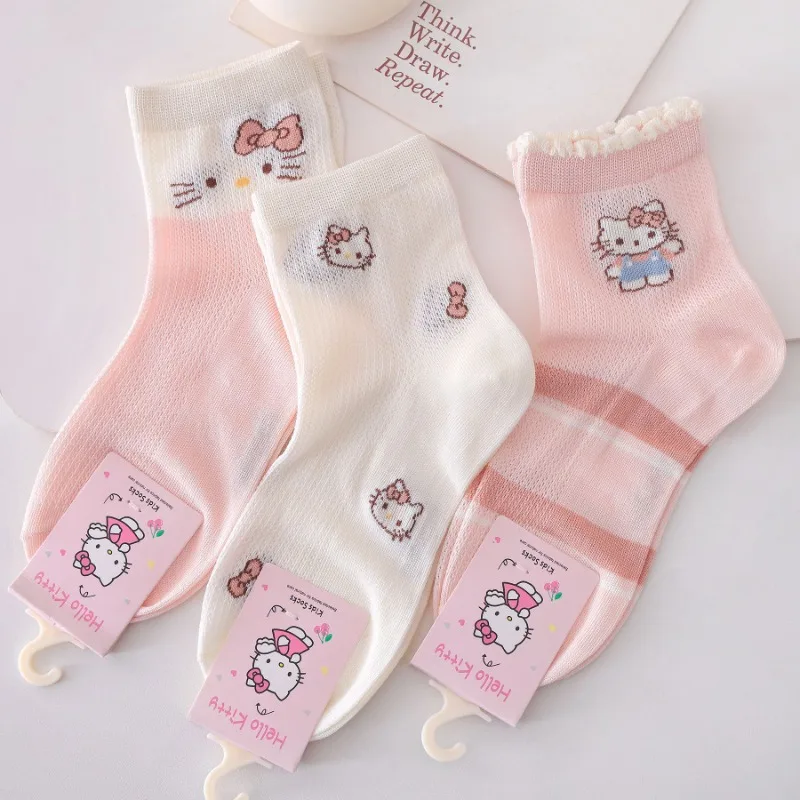 5 قطع مرحبا كيتي أنيمي Kawaii سانريو عارضة الجوارب الناعمة الربيع الصيف لطيف الكرتون شبكة مريحة تنفس الأميرة تخزين
