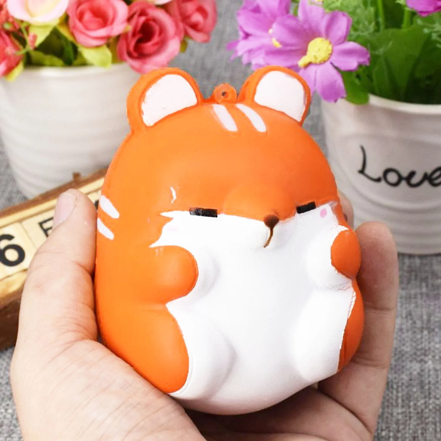 Besegad Cute Kawaii Slow Rising Soft Squishy Hamster Squishies Cartoon Animal Squeeze Squish Toy for Relieves Stress Anxiety