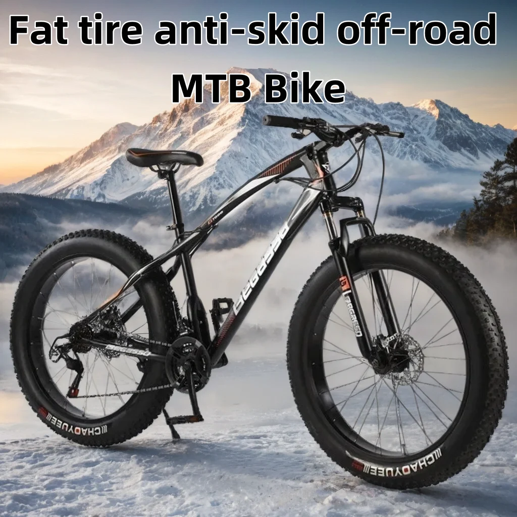 24/26inch Mountain bike 4.0 fat tire off-road MTB snow Bicycle aldult High carbon steel frame 21/24/27/30speed dual disc brake