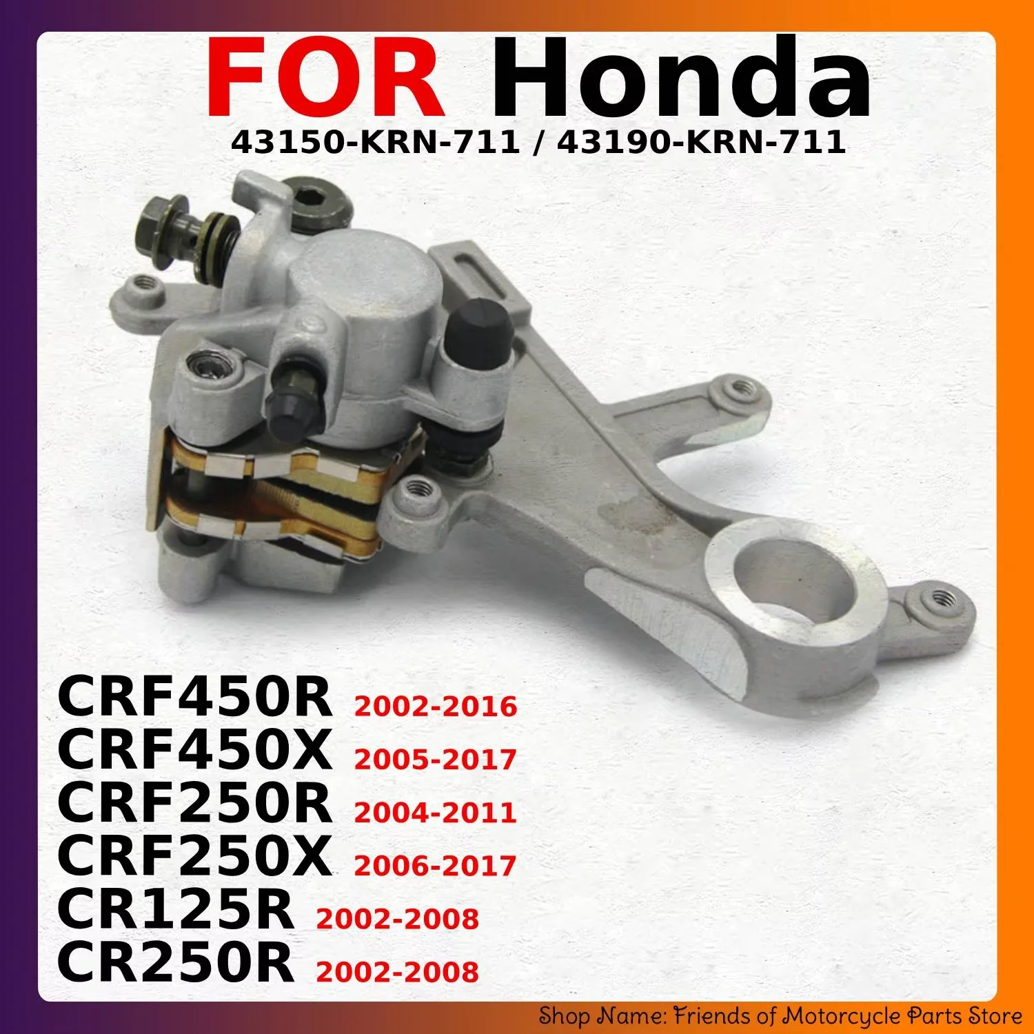 For Honda CRF450R CRF450X CRF250R CRF250X CR125R CR250R Motorcycle Rear Brake Caliper 43150-KRN-711 / 43190-KRN-711