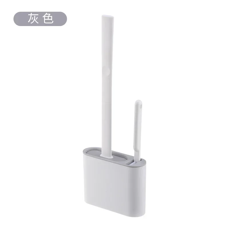 Wall Mounted Toilet Brush WC Brush Holder Long Handle Silicone Waterproof Quick Drying Soft Fur Bathroom Accessories