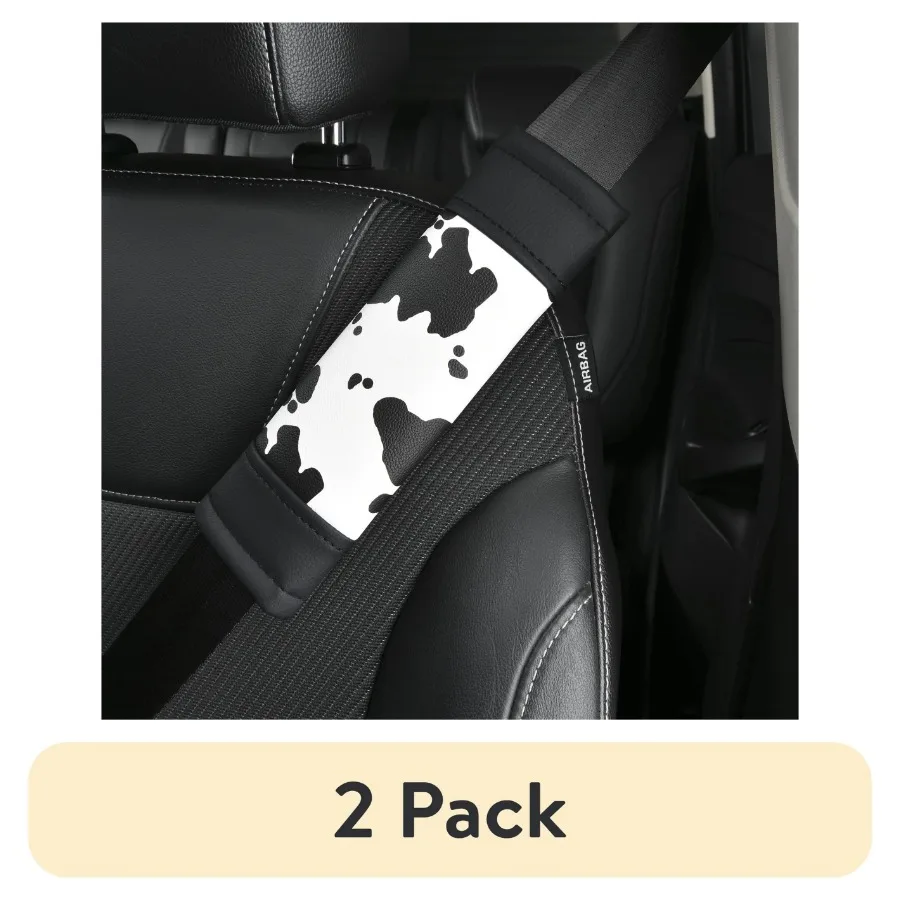 

(2 шт.) Универсальный чехол на ремень безопасности с черно-белым коровьим принтом, подходит для автомобиля, грузовика, внедорожника, набор из 1 шт.