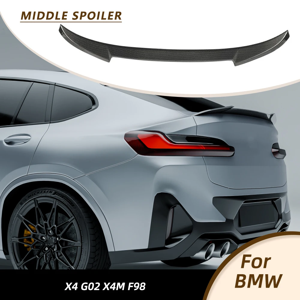 

Car Rear Middle Racing Spoiler Wing For BMW X4 G02 X4M F98 2023 2024 Car Rear Trunk Boot Lip Wing Lip Body Kits Carbon Fiber