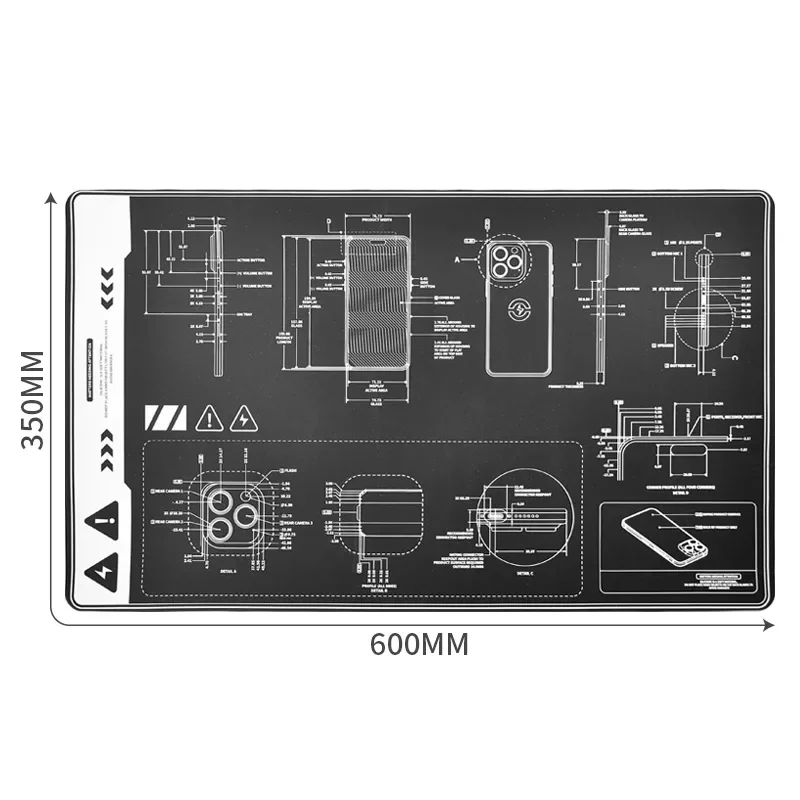 TE-719 600*350MM almohadilla de trabajo de aislamiento multifuncional estación de soldadura resistente al calor almohadilla de reparación de estera de soldadura de silicona