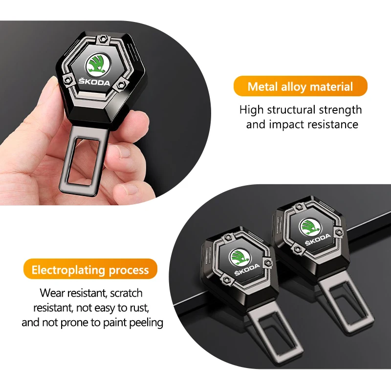 For Skoda Car Seat Belt Buckle Clip Extender Safety Lock Extension Plug Kamiq MK3 Roomster Rapid Kodiaq Karoq Fabia Enyaq view 3