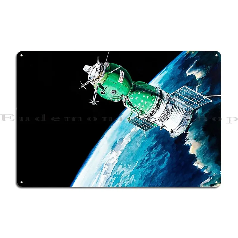 Soyuz Spacecraft 1975 Concept Art Metal Plaque Poster Pub Customized Wall Cave Personalized Bar Tin Sign Poster