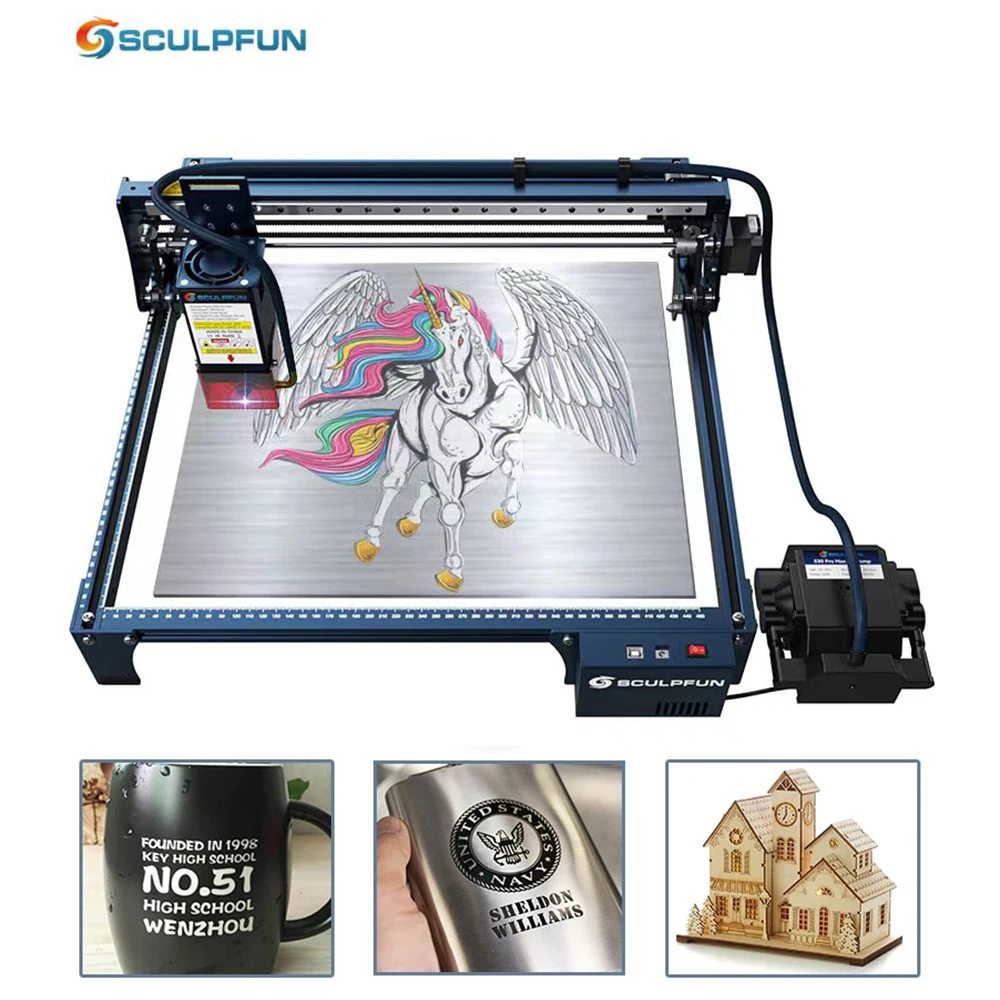 

New SCULPFUN S30 Pro Max Laser Engraver 20W Engraving Machine Automatic Air-assist System with Replaceable Lens 410x400mm Area