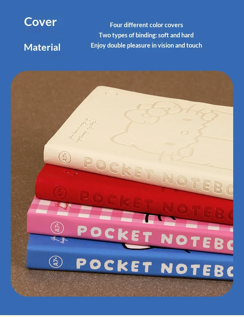 Kinbor A7 Taschennotizbuch, mit karierten und leeren Seiten, Notizbuch aus der „Kitty“-Kollektion für Mädchen, Reise-Notizbuch, niedliches Schreibwaren-Set. – Detail 8