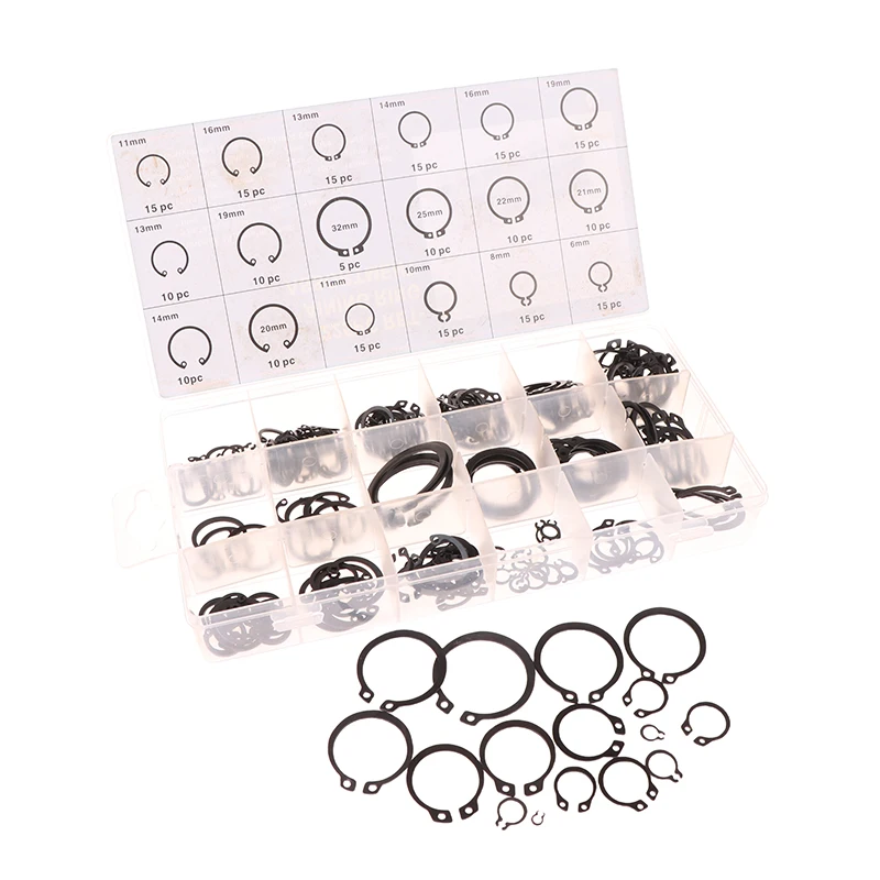 225/300 ชิ้น C ประเภทภายในวงแหวนคลิปยึด Snap Ring Assortment โลหะผสมเหล็กคลิปแหวนสําหรับรู Assortment ชุด, 18 ขนาด