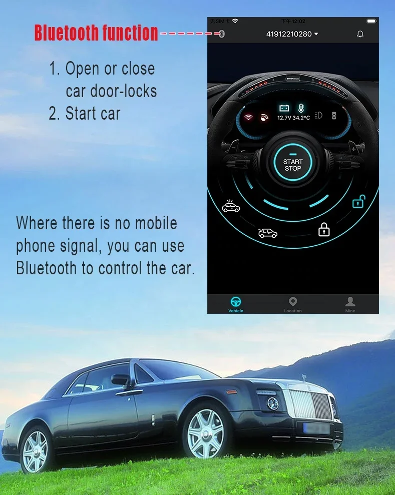 DropShipping Smart LCD Key Remote Tracking Device Mobile Phone App Control Smart Remote Starter Car Engine Start Stop