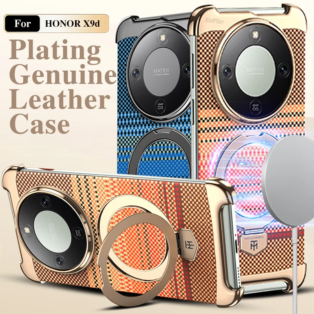 

Кожаный магнитный чехол для HONOR X9d X70 Magic8Lite, безграничный дизайн, Премиум-покрытие, текстура из углеродного волокна, защитный чехол-подставка