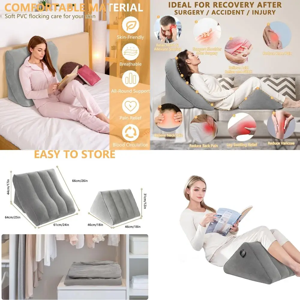 

Travel and Post-Surgery Bed Wedge Pillow, Relieves Back Pain, Knee Discomfort, GERD, and Snoring