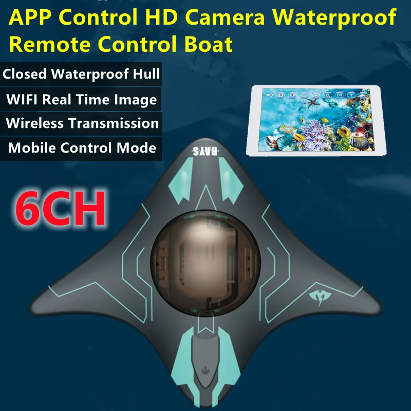 

Simulate Devil Fish Design HD Camera WIFI FPV APP RC Boat 6CH Waterproof Real Time Image G-Sensor Smart Remote Control Boat Toy