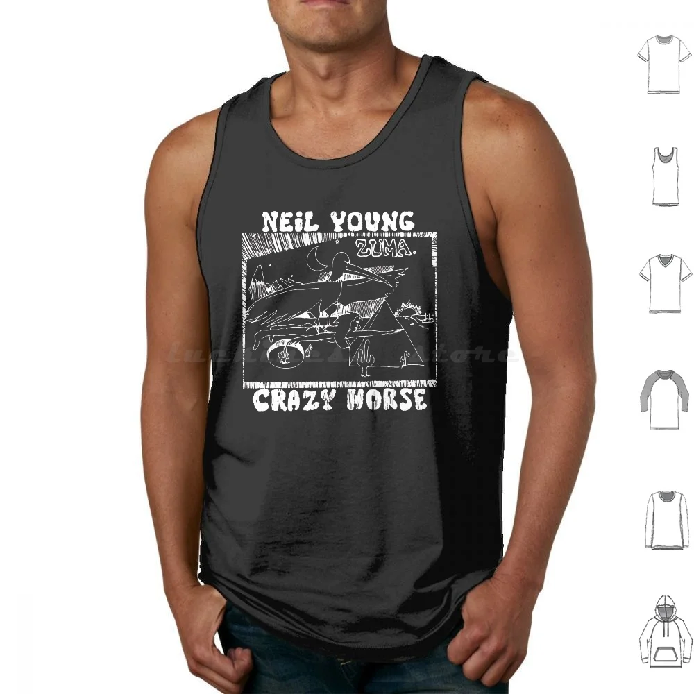 Doodles Typorgraphy Horse 70S Zuma-Young Art Tank Tops Vest Sleeveless Neil Music Space Moons Band Retro 70S Harvest Art