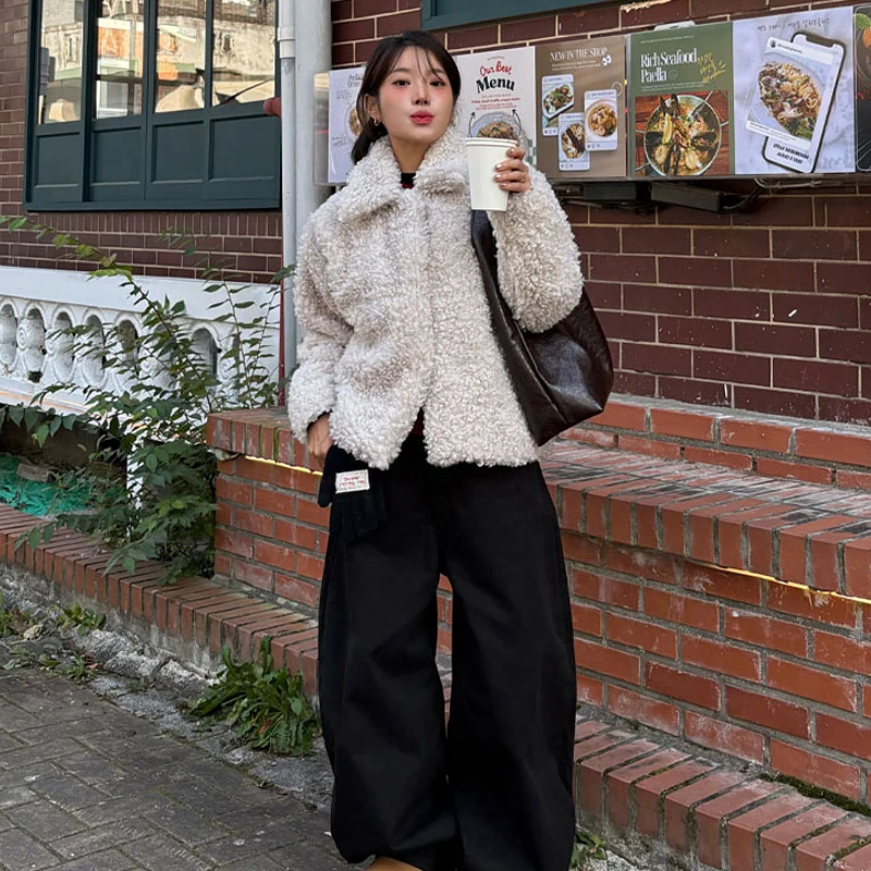 Manteau chaud coréen en fausse fourrure pour femme, vêtement d'extérieur en coton Jaet, grand manteau d'hiver Faion Circle Plu Aosphere Sense