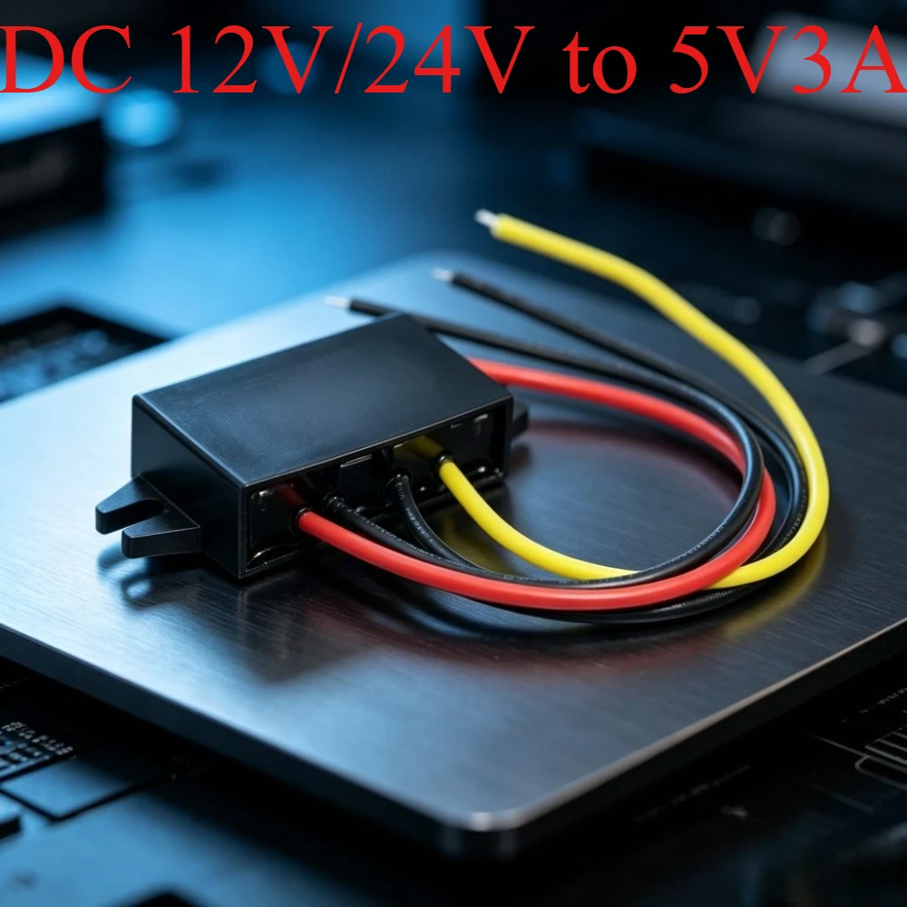 DC 12V/24V to 5V3A 15W Car Power Converter Type-C USB Supply Output Adapter with Reverse Protection Step Down Voltage Power