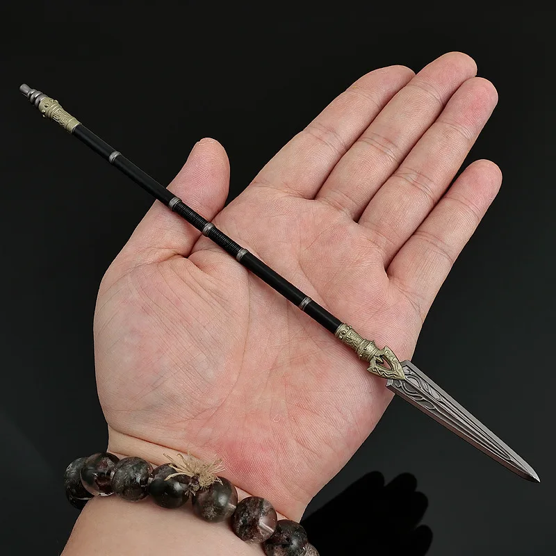 Modelo de armas frías de 22cm/8,66 pulgadas, adorno artesanal de Metal, nueve adornos de pistola increíbles curvados, modelo de exhibición de escritorio, regalos para niños