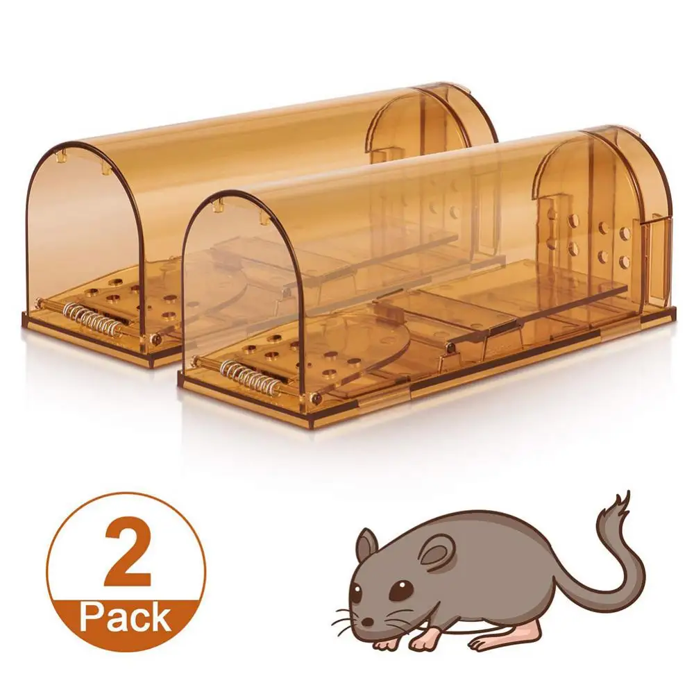 

2Pcs Transparent Reusable Mouse Trap Rodent Mice Live Catcher Small Animals Cage Garden Reusable Mice Rodent Catcher Rat Traps