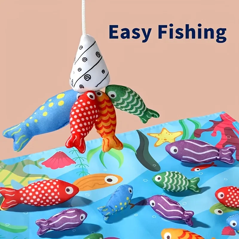 21 قطعة من ألعاب الصيد التفاعلية للأطفال - لغز تكديس الأسماك الملونة، تطوير المهارات الحسية والحركية