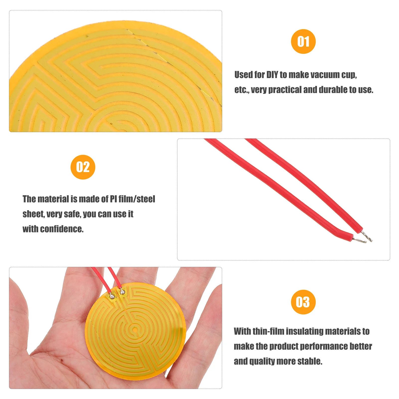 

10Pcs Heating Sheets Round Thermal Insulation Film for Vacuum Cup Heating Coaster Safe Thin-Film Design