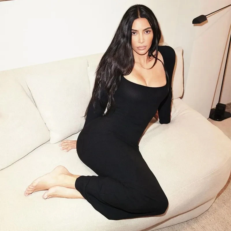 Abito lungo a maniche lunghe in raso con slip da donna 2023 Y2k estivo aderente elegante abiti sexy da donna festa di compleanno club vestito estivo