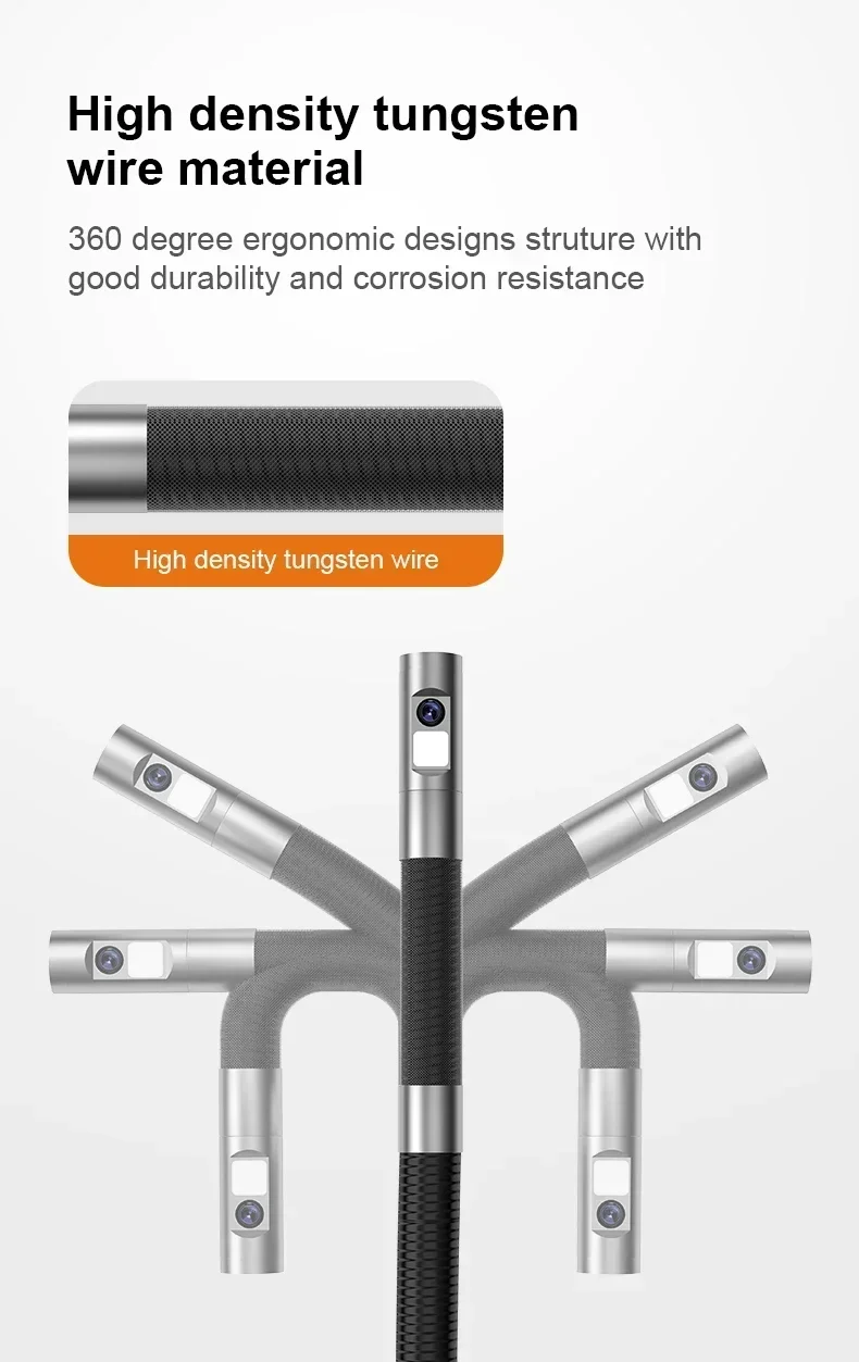 Anesok S10 Telecamera per endoscopio con sterzo bidirezionale da 180 gradi Telecamera per periscopio per auto Strumenti diagnostici per endoscopio industriale da 6,0 mm