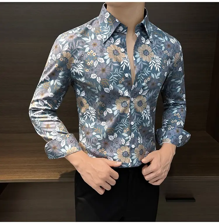 

Men's Floral shirt, Printed long-sleeved shirt, multi-functional, Beautiful And Fashionable men's Casual Shirt Clothing Shirt