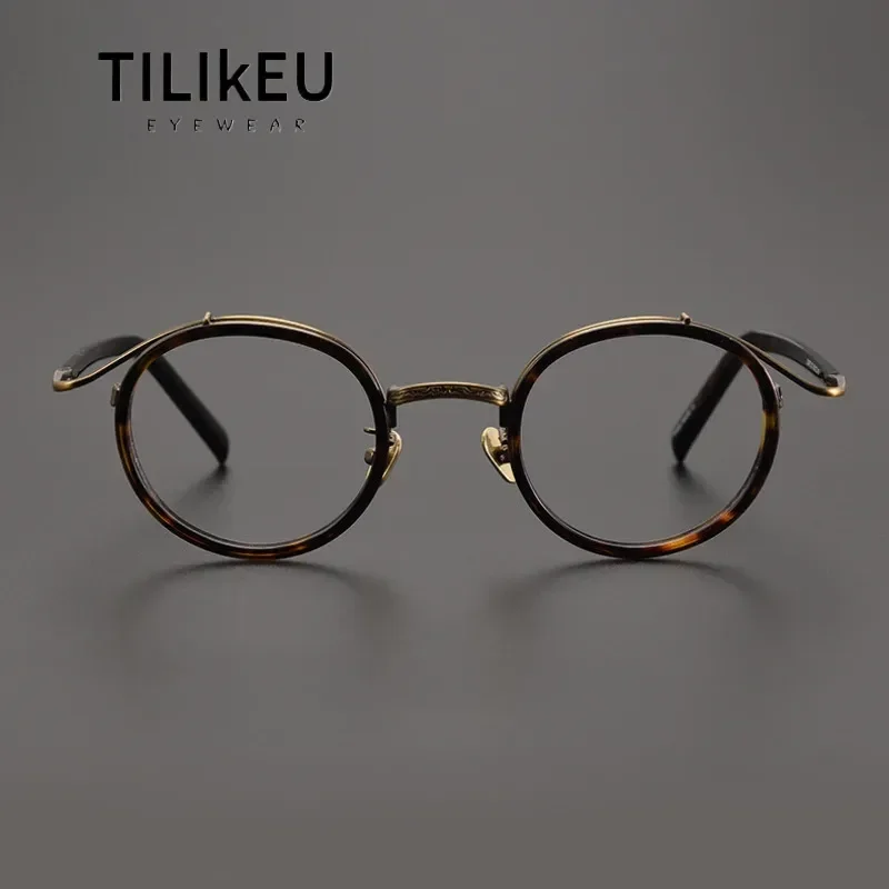 

Japanese Designer Handmade Round Eyeglasses Frames Korean Style Retro Acetate Titanium Glasses Frames Men Women Personalized New