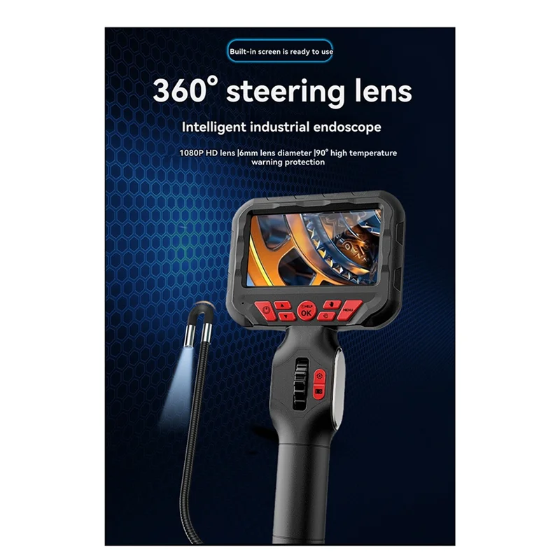 

RMWIN-6Mm Two-Way Articulating Borescope Industrial Endoscope With1.6M Articulated Snake Camera Video Inspection Scope 4.3Inch